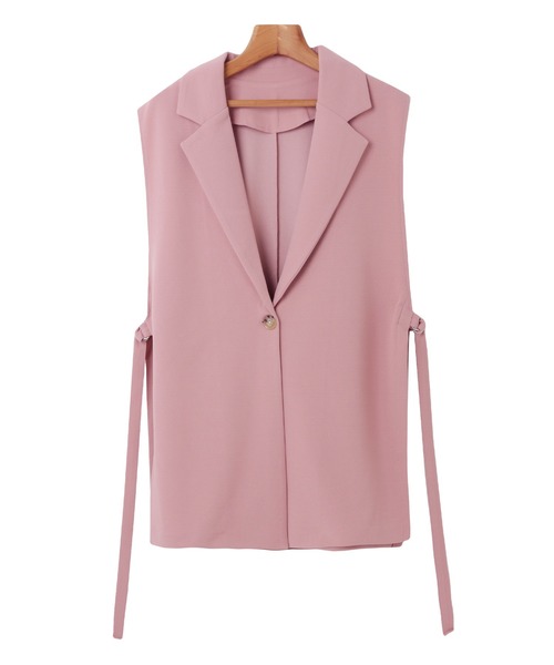 セール】梨地ポンチサイドオープンブレザーベスト（ベスト）｜andme