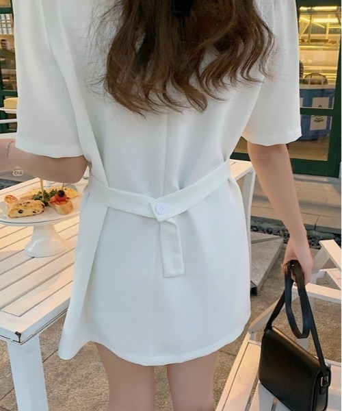 SONA（ソナ）の「SONYUNARA ダブルボタン半袖ミニワンピース（ワンピース・レディース・ホワイト/ブラック/イエロー・FREE）」の4枚目の写真