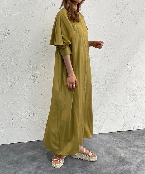 apres jour mignon(アプレジュールミニョン)の「袖デザインワンピース【ZOZOTOWN限定アイテム】(ワンピース・レディース・ブラック/マスタード/ブルー/アイボリー・X-LARGE/フリー)」の1枚目の写真