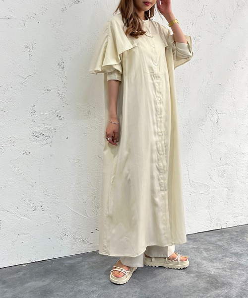 apres jour mignon(アプレジュールミニョン)の「袖デザインワンピース【ZOZOTOWN限定アイテム】(ワンピース・レディース・ブラック/マスタード/ブルー/アイボリー・X-LARGE/フリー)」の6枚目の写真