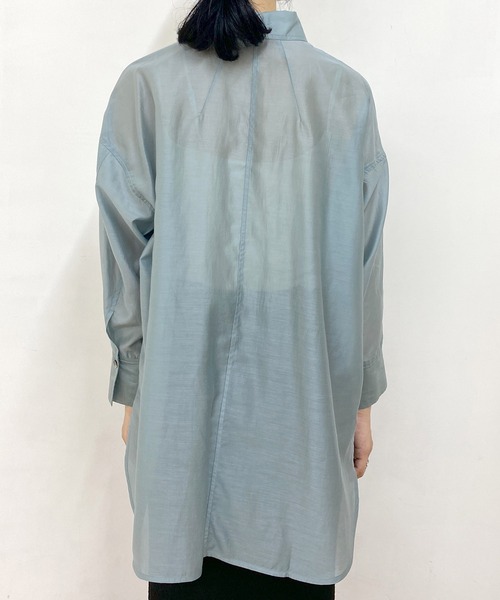 SHENERY（シーナリー）の「シアーオーバーシャツ（シャツ/ブラウス・レディース・ブラウン/オフホワイト/ブルー・FREE）」の18枚目の写真