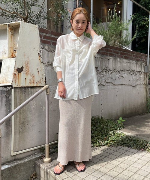 SHENERY（シーナリー）の「シアーオーバーシャツ（シャツ/ブラウス・レディース・ブラウン/オフホワイト/ブルー・FREE）」の15枚目の写真