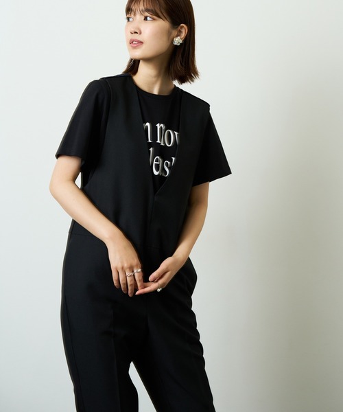 HERENCIA(ヘレンチア)の「Vネック ショルダーパイピング テーパード サロペット(サロペット/オーバーオール・レディース・ブラック/テラコッタ・MEDIUM)」の11枚目の写真