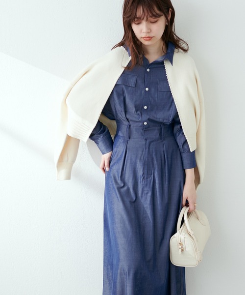 natural couture(ナチュラルクチュール)の「2022AWアイテム/WEB限定/ミリタリーシャツワンピ―ス(ワンピース・レディース・オレンジ/ブラック系その他/ブルー系その他/カーキ/ベージュ・FREE)」の17枚目の写真