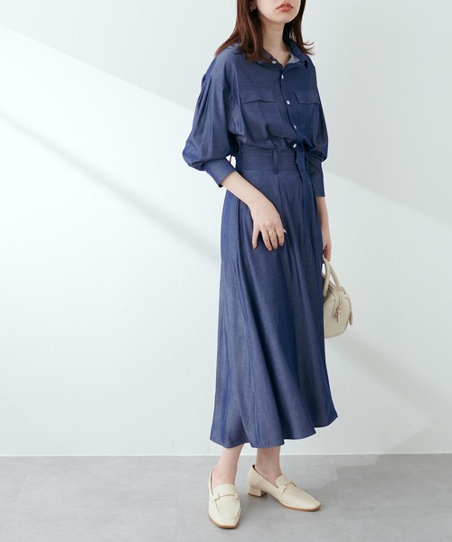 natural couture(ナチュラルクチュール)の「2022AWアイテム/WEB限定/ミリタリーシャツワンピ―ス(ワンピース・レディース・オレンジ/ブラック系その他/ブルー系その他/カーキ/ベージュ・FREE)」の14枚目の写真