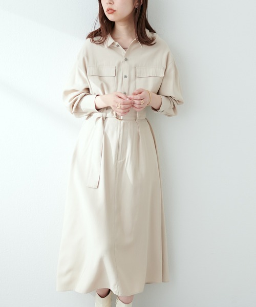 natural couture(ナチュラルクチュール)の「2022AWアイテム/WEB限定/ミリタリーシャツワンピ―ス(ワンピース・レディース・オレンジ/ブラック系その他/ブルー系その他/カーキ/ベージュ・FREE)」の21枚目の写真