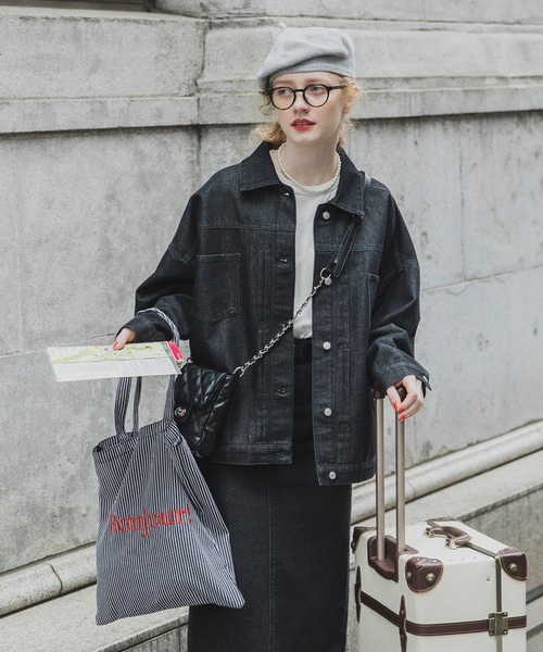 BONLECILL（ボンルシール）の「フレンチロゴ刺繍トートバッグ（トートバッグ・レディース・レッド/ブルー/アイボリー/ブルー系/ブラック系/ネイビー系/ブラック/レッド系・FREE）」の4枚目の写真