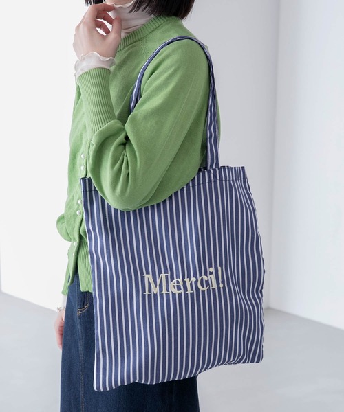 BONLECILL（ボンルシール）の「フレンチロゴ刺繍トートバッグ（トートバッグ・レディース・レッド/ブルー/アイボリー/ブルー系/ブラック系/ネイビー系/ブラック/レッド系・FREE）」の5枚目の写真