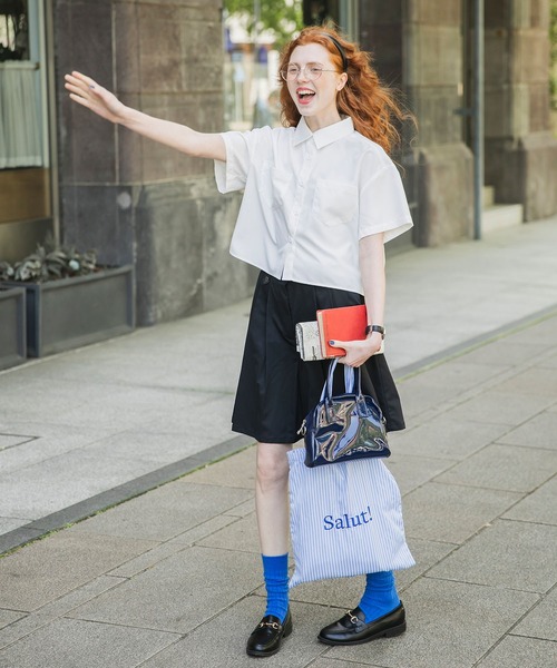 BONLECILL（ボンルシール）の「フレンチロゴ刺繍トートバッグ（トートバッグ・レディース・レッド/ブルー/アイボリー/ブルー系/ブラック系/ネイビー系/ブラック/レッド系・FREE）」の6枚目の写真