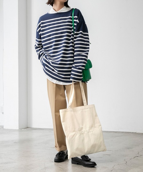 BONLECILL（ボンルシール）の「フレンチロゴ刺繍トートバッグ（トートバッグ・レディース・レッド/ブルー/アイボリー/ブルー系/ブラック系/ネイビー系/ブラック/レッド系・FREE）」の16枚目の写真