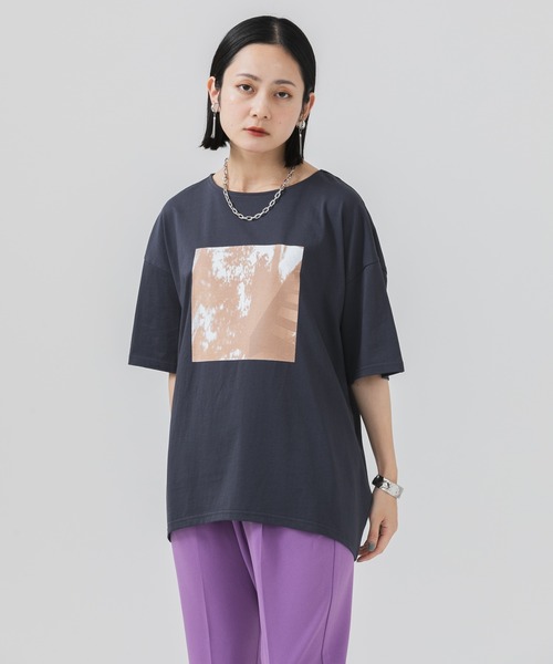 CLOCHE(クロシェ)の「cloche 転写プリントT(Tシャツ/カットソー・レディース・ホワイト/チャコールグレー・FREE)」の13枚目の写真