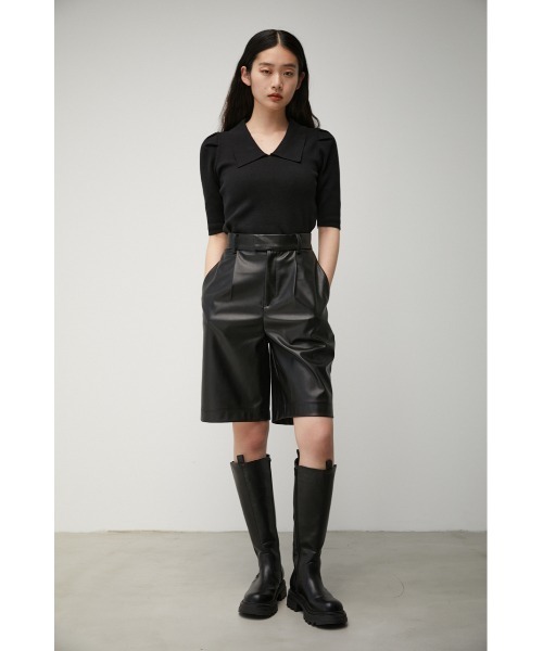 AZUL by moussy（アズールバイマウジー）の「SHOULDER TUCK POLO COLLAR KNIT/ショルダータックポロカラーニット（ニット/セーター・レディース・ライトブラウン/ブラック/ブルー・SMALL/MEDIUM）」の6枚目の写真