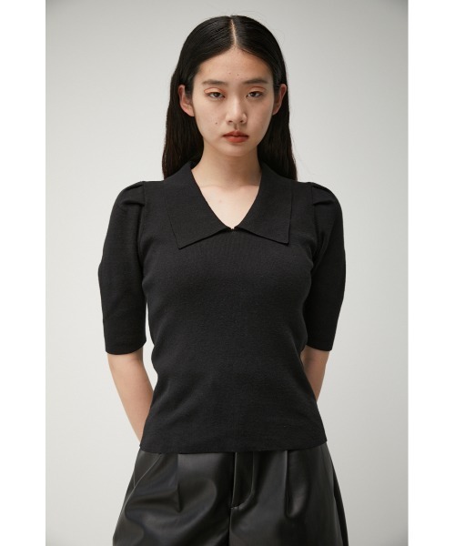 AZUL by moussy（アズールバイマウジー）の「SHOULDER TUCK POLO COLLAR KNIT/ショルダータックポロカラーニット（ニット/セーター・レディース・ライトブラウン/ブラック/ブルー・SMALL/MEDIUM）」の7枚目の写真