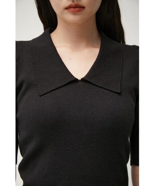 AZUL by moussy（アズールバイマウジー）の「SHOULDER TUCK POLO COLLAR KNIT/ショルダータックポロカラーニット（ニット/セーター・レディース・ライトブラウン/ブラック/ブルー・SMALL/MEDIUM）」の11枚目の写真