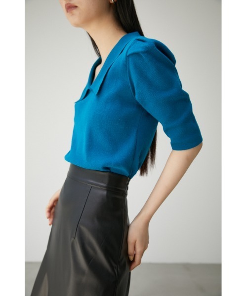 AZUL by moussy（アズールバイマウジー）の「SHOULDER TUCK POLO COLLAR KNIT/ショルダータックポロカラーニット（ニット/セーター・レディース・ライトブラウン/ブラック/ブルー・SMALL/MEDIUM）」の22枚目の写真