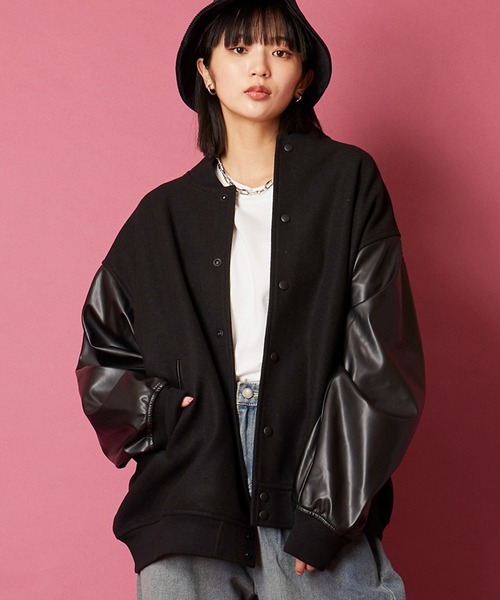 unrelaxing（アンリラクシング）の「オーバーサイズビッグシルエットスタジャン（スタジャン・メンズ・ブラック×ブラック/ブラック×ホワイト/グレー系1/グリーン/カーキ/ネイビー系1/ネイビー系2/パープル・FREE）」の16枚目の写真