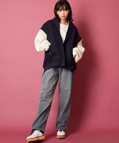 unrelaxing（アンリラクシング）の「オーバーサイズビッグシルエットスタジャン（スタジャン・メンズ・ブラック×ブラック/ブラック×ホワイト/グレー系1/グリーン/カーキ/ネイビー系1/ネイビー系2/パープル・FREE）」の15枚目の写真