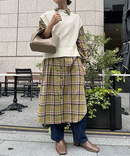 Chez toi(シェトワ)の「チェック柄ロングシャツワンピース(シャツワンピース・レディース・オレンジ/カーキ/ブラック・FREE)」の18枚目の写真