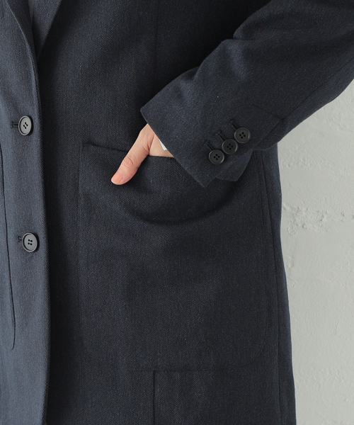 Spick & Span（スピックアンドスパン）の「アウトポケットロングジャケット（テーラードジャケット・レディース・ネイビー・38/36）」の4枚目の写真