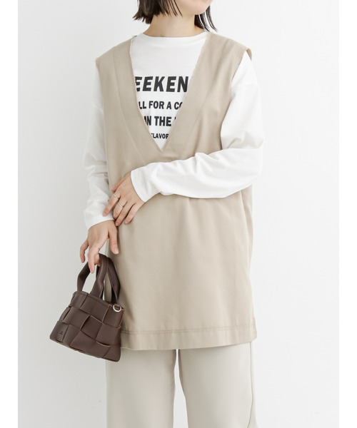 Samansa Mos2 blue(サマンサモスモスブルー)の「◎深Vネックベスト(ベスト・レディース・ブラック/ベージュ/カーキ・フリ-)」の7枚目の写真