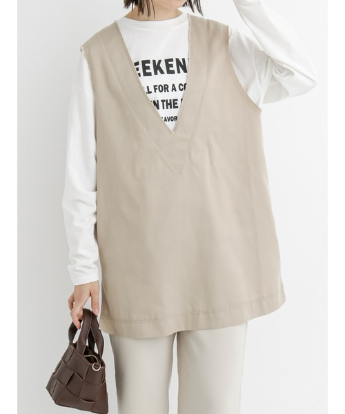 Samansa Mos2 blue(サマンサモスモスブルー)の「◎深Vネックベスト(ベスト・レディース・ブラック/ベージュ/カーキ・フリ-)」の8枚目の写真