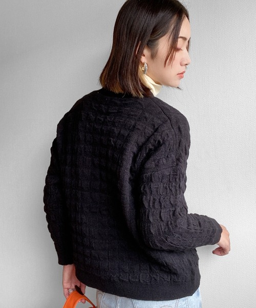 deux amour（ドゥーザムール）の「立体カーディガン（カーディガン/ボレロ・レディース・ホワイト/ブラック・MEDIUM）」の2枚目の写真