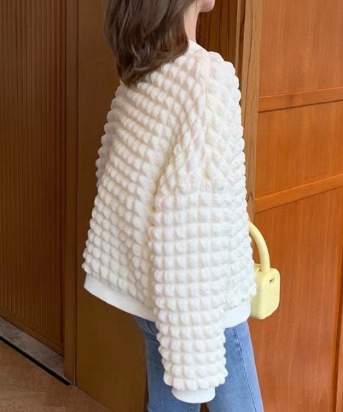 deux amour（ドゥーザムール）の「立体カーディガン（カーディガン/ボレロ・レディース・ホワイト/ブラック・MEDIUM）」の3枚目の写真