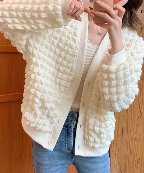 deux amour（ドゥーザムール）の「立体カーディガン（カーディガン/ボレロ・レディース・ホワイト/ブラック・MEDIUM）」の15枚目の写真