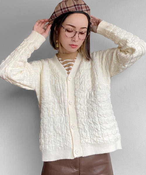deux amour（ドゥーザムール）の「立体カーディガン（カーディガン/ボレロ・レディース・ホワイト/ブラック・MEDIUM）」の19枚目の写真
