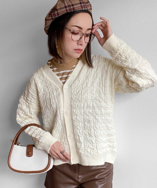 deux amour（ドゥーザムール）の「立体カーディガン（カーディガン/ボレロ・レディース・ホワイト/ブラック・MEDIUM）」の18枚目の写真