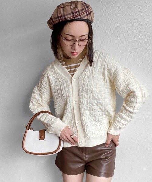 deux amour（ドゥーザムール）の「立体カーディガン（カーディガン/ボレロ・レディース・ホワイト/ブラック・MEDIUM）」の20枚目の写真