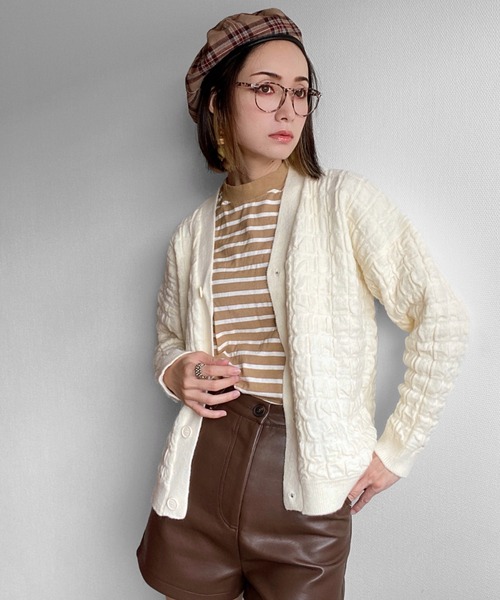 deux amour（ドゥーザムール）の「立体カーディガン（カーディガン/ボレロ・レディース・ホワイト/ブラック・MEDIUM）」の22枚目の写真