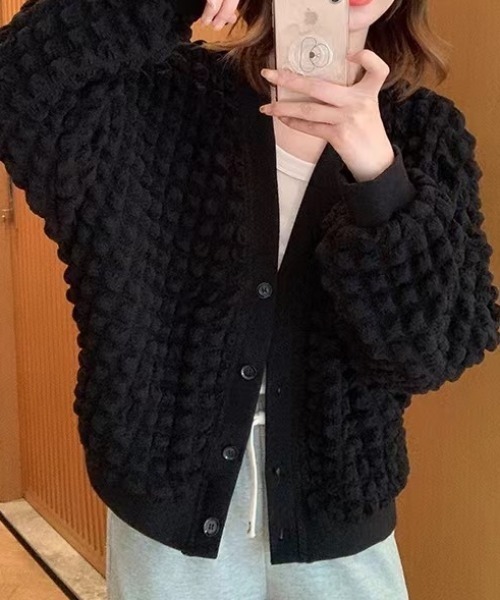 deux amour（ドゥーザムール）の「立体カーディガン（カーディガン/ボレロ・レディース・ホワイト/ブラック・MEDIUM）」の16枚目の写真