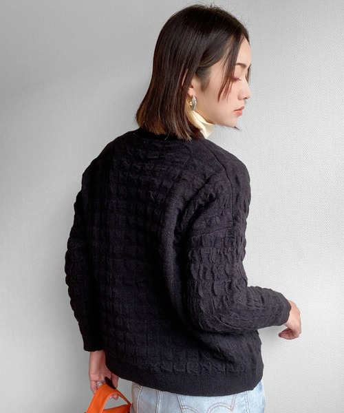 deux amour（ドゥーザムール）の「立体カーディガン（カーディガン/ボレロ・レディース・ホワイト/ブラック・MEDIUM）」の7枚目の写真