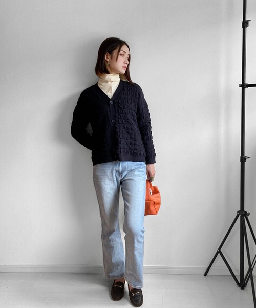 deux amour（ドゥーザムール）の「立体カーディガン（カーディガン/ボレロ・レディース・ホワイト/ブラック・MEDIUM）」の11枚目の写真