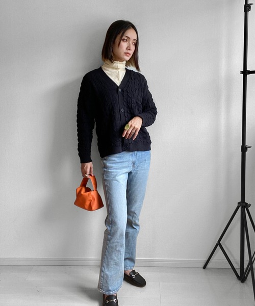 deux amour（ドゥーザムール）の「立体カーディガン（カーディガン/ボレロ・レディース・ホワイト/ブラック・MEDIUM）」の10枚目の写真