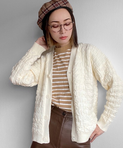 deux amour（ドゥーザムール）の「立体カーディガン（カーディガン/ボレロ・レディース・ホワイト/ブラック・MEDIUM）」の21枚目の写真