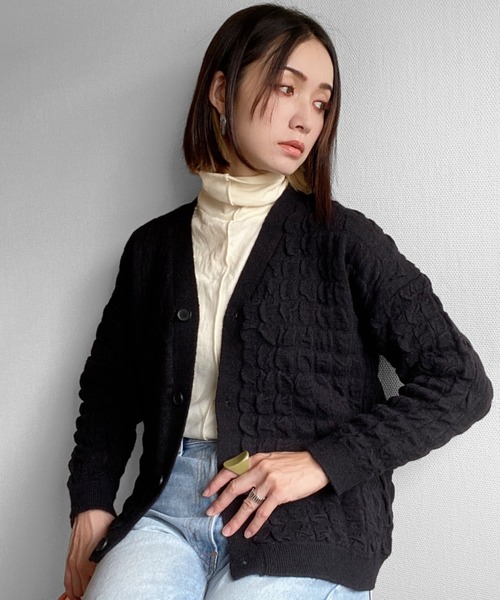 deux amour（ドゥーザムール）の「立体カーディガン（カーディガン/ボレロ・レディース・ホワイト/ブラック・MEDIUM）」の17枚目の写真