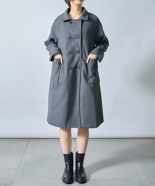 SETUP7（セットアップセブン）の「【SETUP7】メルトンダブルチェスターコートSCCH205（チェスターコート・レディース・ブラック/グレー・3/4）」の10枚目の写真