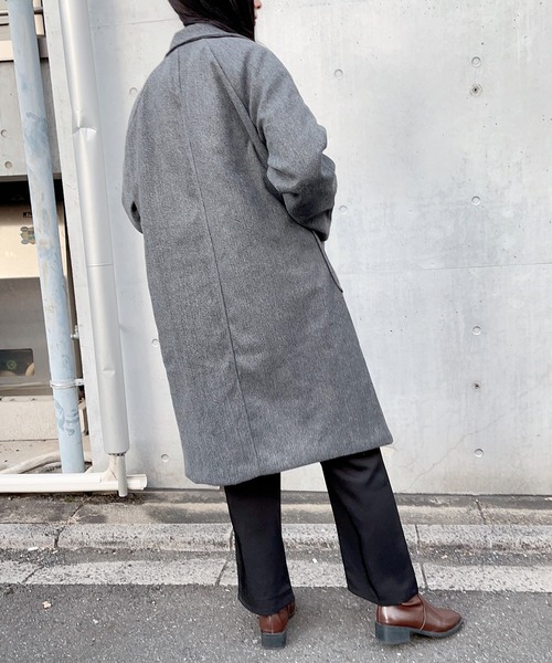 SETUP7（セットアップセブン）の「【SETUP7】メルトンダブルチェスターコートSCCH205（チェスターコート・レディース・ブラック/グレー・3/4）」の7枚目の写真