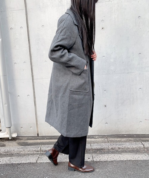 SETUP7（セットアップセブン）の「【SETUP7】メルトンダブルチェスターコートSCCH205（チェスターコート・レディース・ブラック/グレー・3/4）」の6枚目の写真