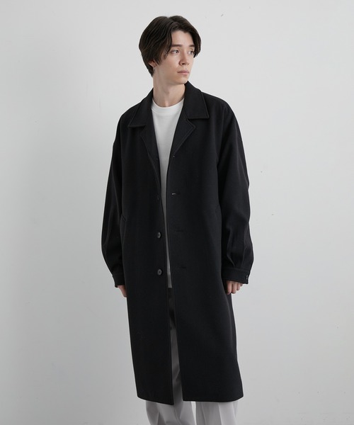 JUNRED（ジュンレッド）の「ウーリーニットステンカラーオーバーコート（ステンカラーコート・メンズ・ブラック/ブラウン・M/L）」の3枚目の写真