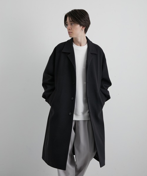 JUNRED（ジュンレッド）の「ウーリーニットステンカラーオーバーコート（ステンカラーコート・メンズ・ブラック/ブラウン・M/L）」の4枚目の写真