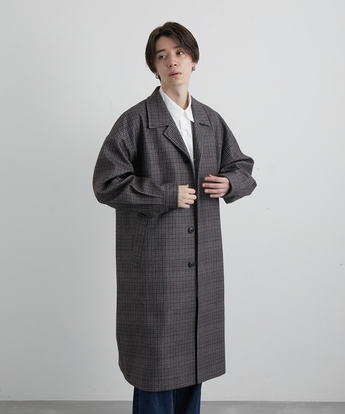 JUNRED（ジュンレッド）の「ウーリーニットステンカラーオーバーコート（ステンカラーコート・メンズ・ブラック/ブラウン・M/L）」の7枚目の写真