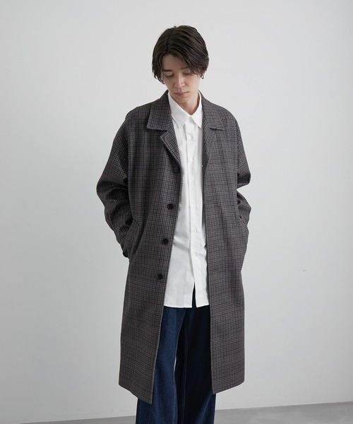 JUNRED（ジュンレッド）の「ウーリーニットステンカラーオーバーコート（ステンカラーコート・メンズ・ブラック/ブラウン・M/L）」の8枚目の写真