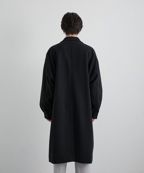 JUNRED（ジュンレッド）の「ウーリーニットステンカラーオーバーコート（ステンカラーコート・メンズ・ブラック/ブラウン・M/L）」の15枚目の写真