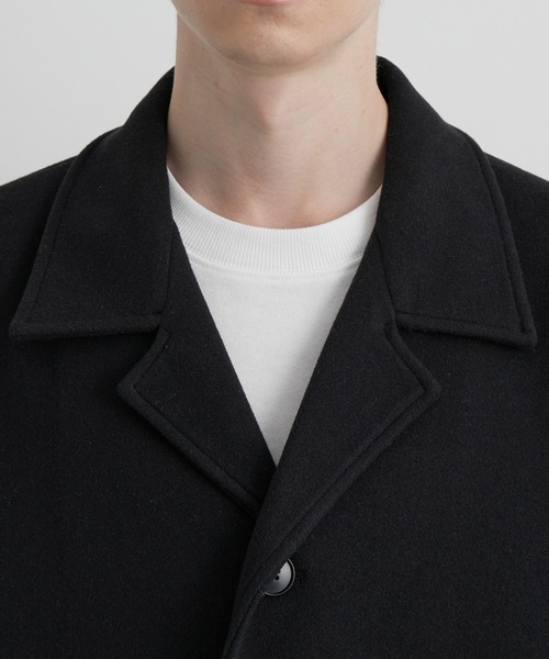JUNRED（ジュンレッド）の「ウーリーニットステンカラーオーバーコート（ステンカラーコート・メンズ・ブラック/ブラウン・M/L）」の16枚目の写真