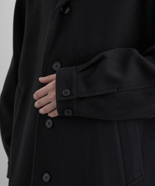 JUNRED（ジュンレッド）の「ウーリーニットステンカラーオーバーコート（ステンカラーコート・メンズ・ブラック/ブラウン・M/L）」の18枚目の写真