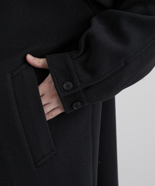 JUNRED（ジュンレッド）の「ウーリーニットステンカラーオーバーコート（ステンカラーコート・メンズ・ブラック/ブラウン・M/L）」の19枚目の写真
