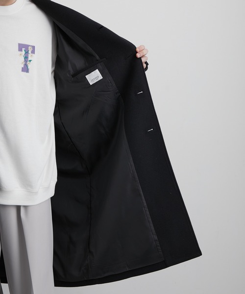 JUNRED（ジュンレッド）の「ウーリーニットステンカラーオーバーコート（ステンカラーコート・メンズ・ブラック/ブラウン・M/L）」の22枚目の写真